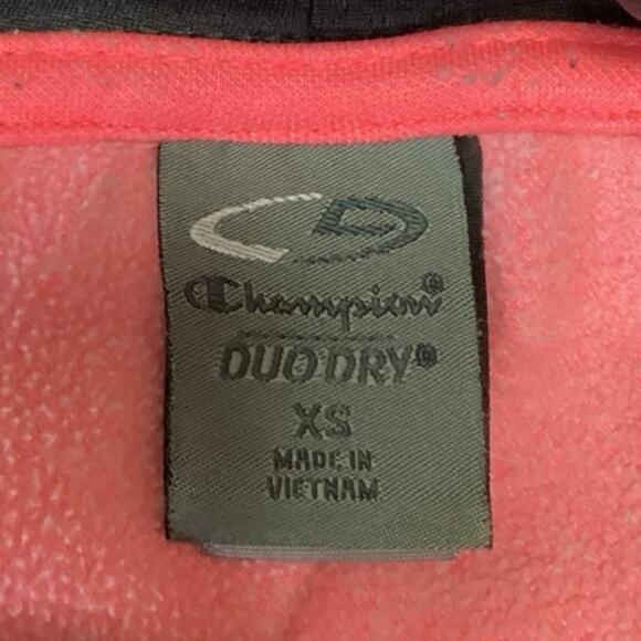 Champion Duo Dry Pink Gray Long Sleeve Pockets Color block Hooded Sweatshirt XS - Picture 3 of 4
